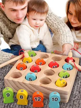 

Children Baby Educational Toy Wooden Box Fishing Wooden Game Set Novelty Toys Cognition Magnetic Toys Set Kids Gifts
