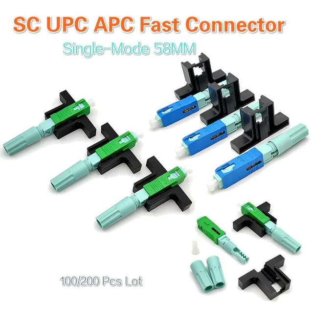 58มม. ความยาวบล็อก LX58 SC UPC APC Fast Connector FTTH เครื่องมือ58มม quick Connector 50/ 100/200Pcs Lot