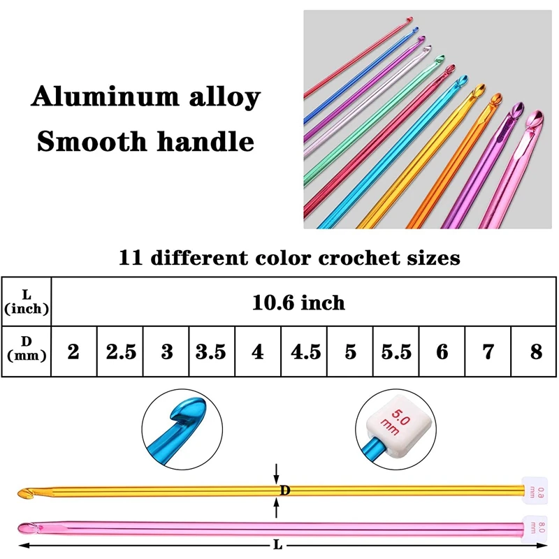 Practical 23 Pcs Tunisian Crochet Hook Set Include Plastic Cable Afghan Crochet Hook and Tunisian Afghan Aluminum Knitting Needl