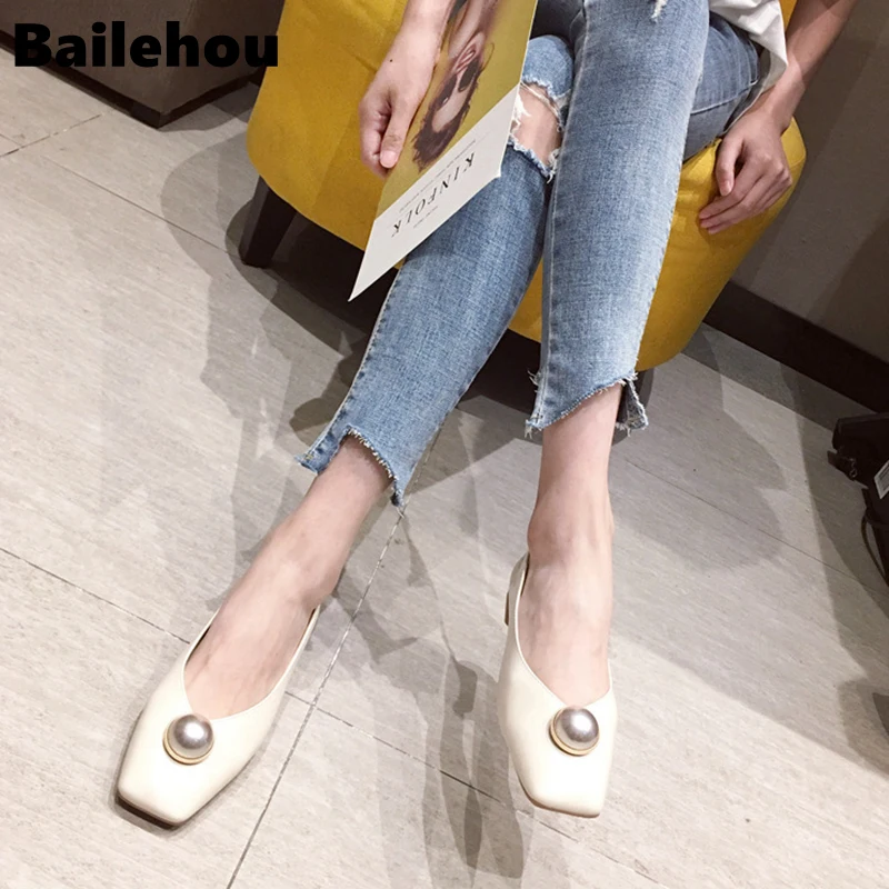 Bailehou коллекция Лето Осень 2019 года женские туфли на низком каблуке модные плоской