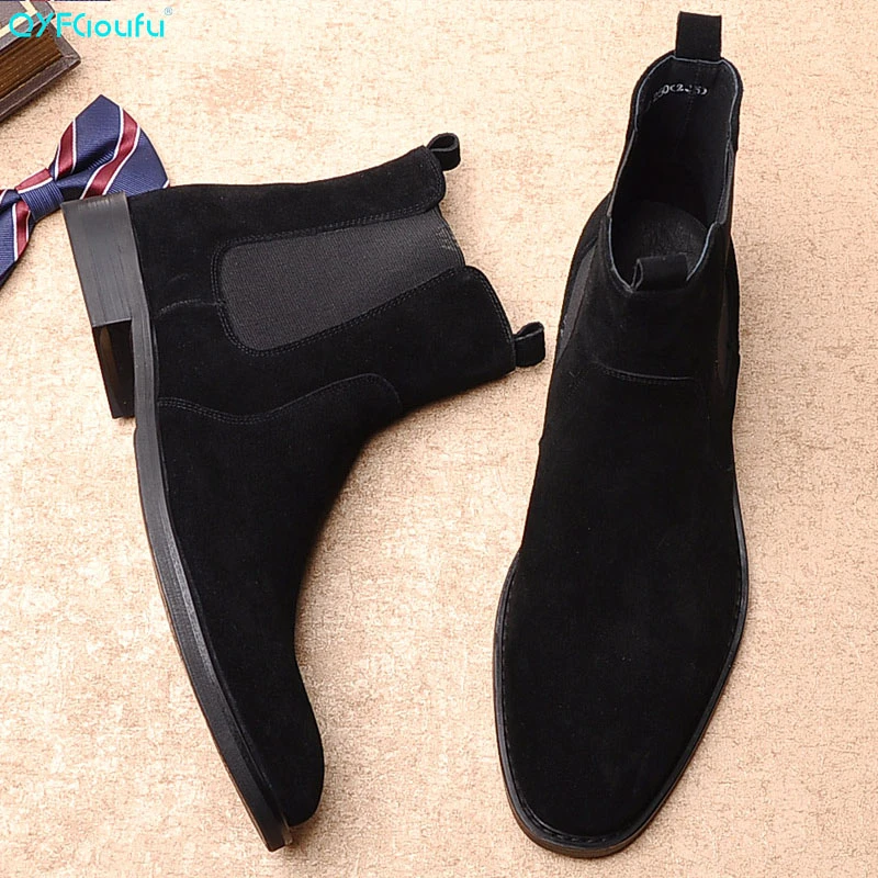 Luxury Suede Chelsea Boots Men Genuine Leather Mens Black Ankle Boots Men Cow Leather Slip On High Quality Men Dress Boots Shoes Chelsea Boots Aliexpress