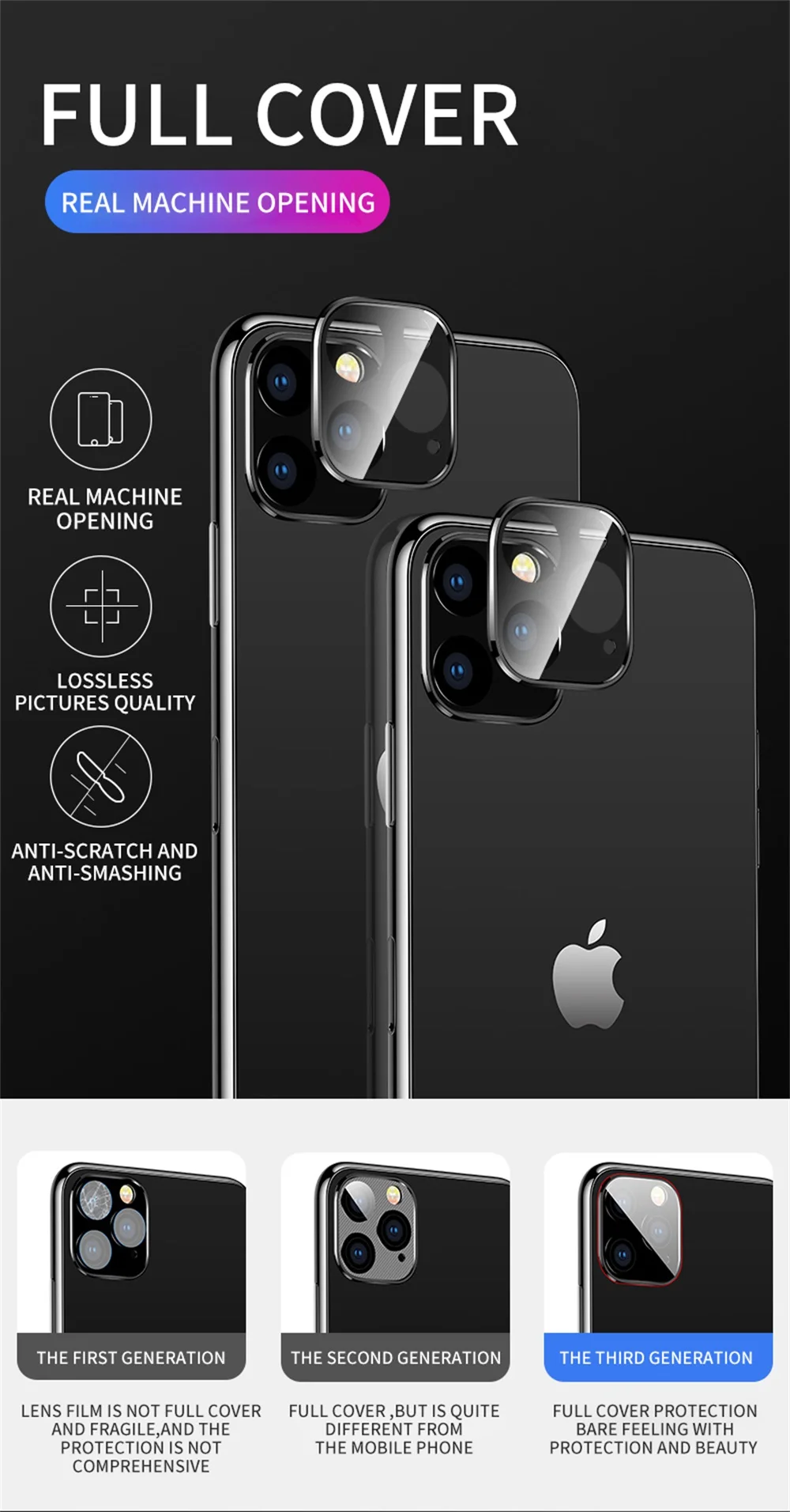 Защита для объектива камеры пленка для iPhone 11 Pro Max Металлическая задняя крышка экрана для iPhone11 Pro макс. закаленное стекло