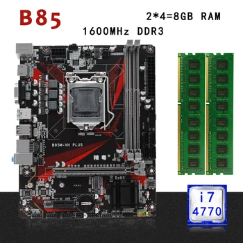 

B85 desktop motherboard set kit with LGA 1150 Intel I7-4770 processor 8G(2*4G) ddr3 ram memory Micro-ATX M.2 NVME SSD USB3.0