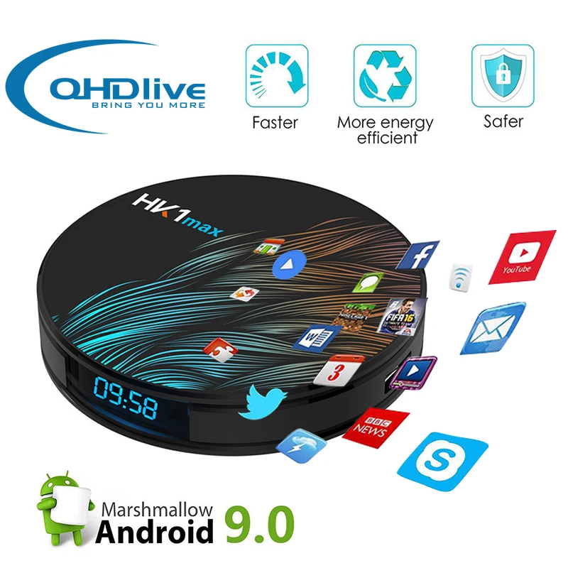QHDLIVE Android 9 0 HK1MAX Мини Смарт ТВ приставка 2 4G/5G Wifi четырехъядерный BT 4 телеприставка