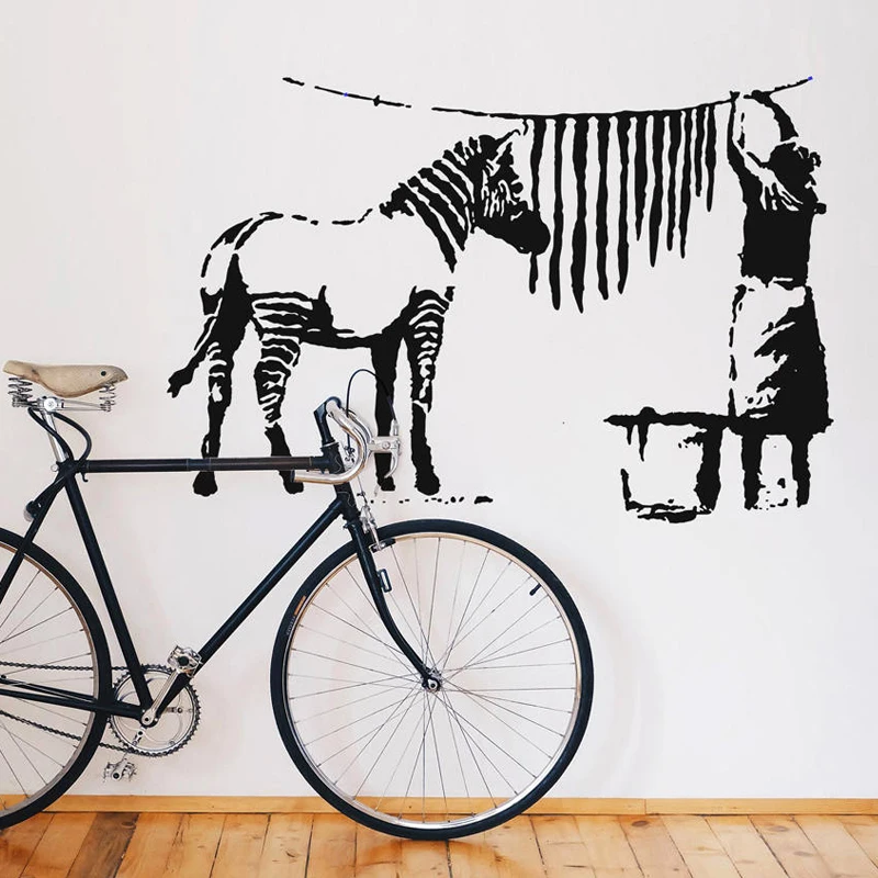 Настенная Наклейка Banksy на стену наклейка с полосками зебры стикер для уличного