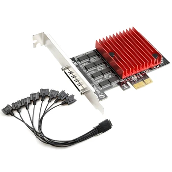 

8 Port Riser Card PCI-E Express 8 Port PCIE to COM DB9 RS232 Serial Controller Port Card Adapter with Heatsink Cable