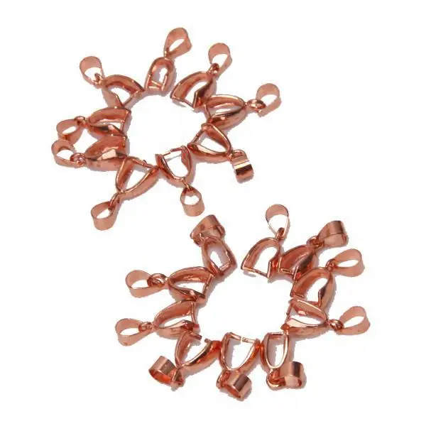 2x 20Pcs 18KGP Rose Gold Plated 18mm Pendant Pinch Bail DIY Jewelry Finding 