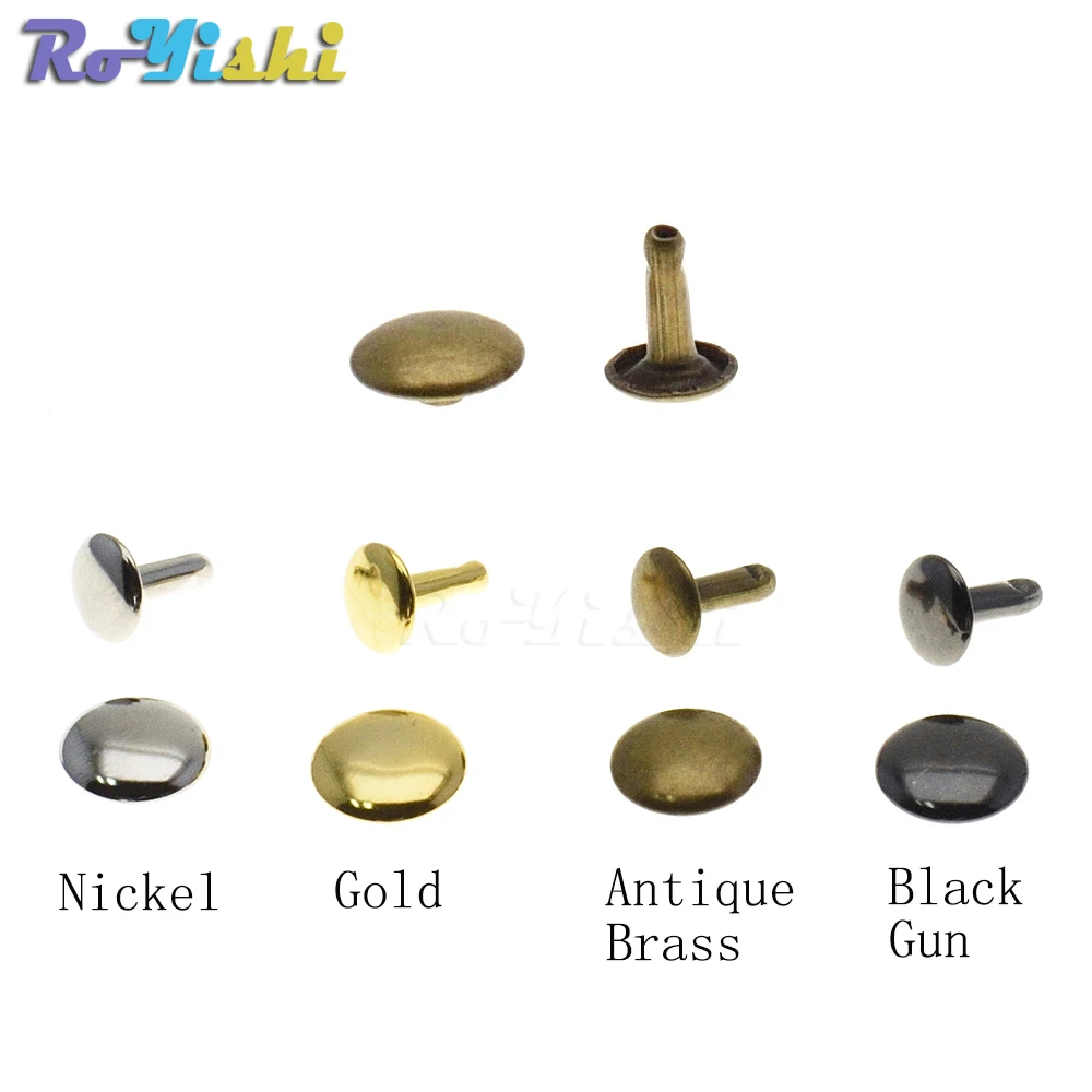 100Pcs Metal Round Double Cap Rivets Studs for Leather Craft and Accessories