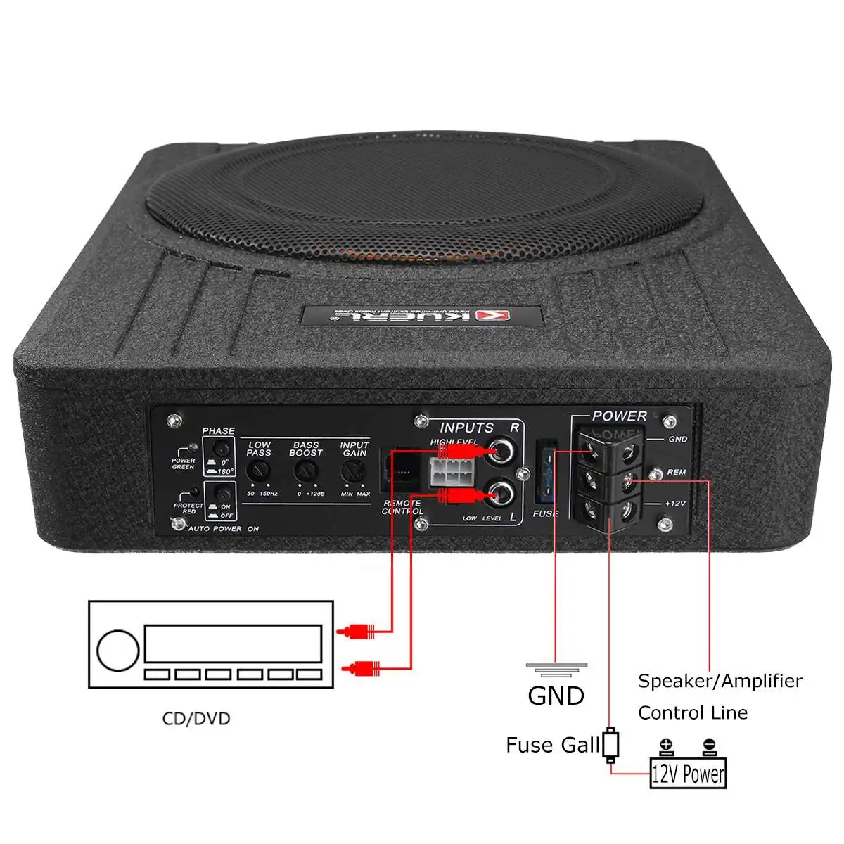 10 Inch 600W Car Super Slim Active Subwoofer Under Seat Sub Amplifier Car Subwoofers Active Subwoofer Car Speaker