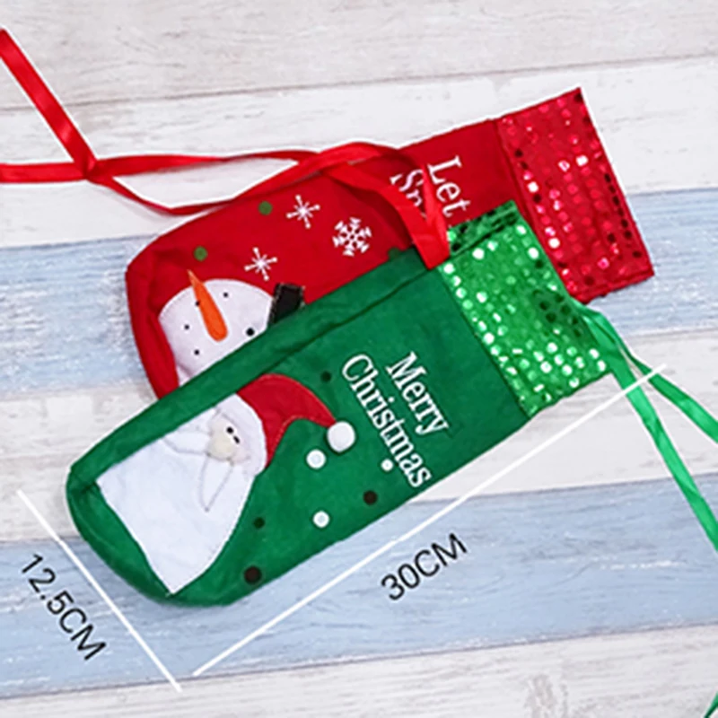 Christmas Wine Bottle Decor Set Santa Claus Snowman Deer Bottle Cover Clothes Kitchen Decoration for New Year Xmas Dinner Party