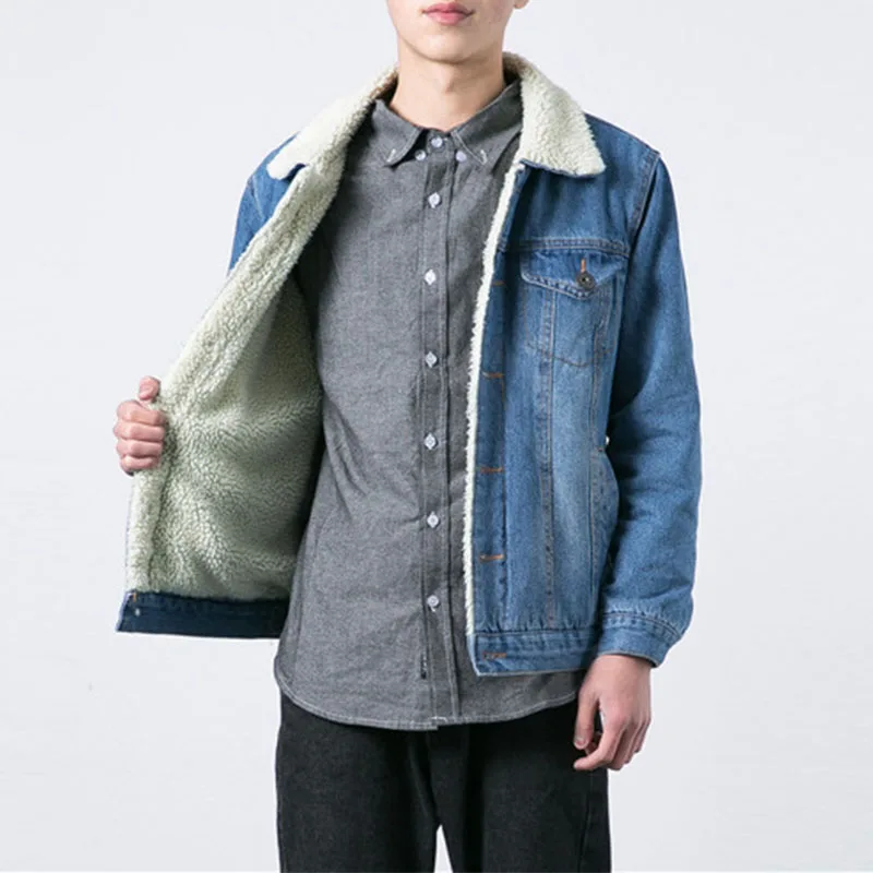 Men Wool Lined Denim Jeans Jackets Outwear With Fur Collar Warm Thicker Denim Jackets Coat For Male Windbreak Size S-4XL (6)