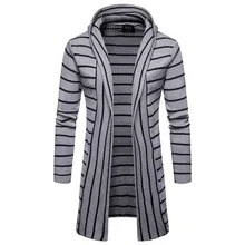 Мужская однотонная трикотажная полосатая куртка с капюшоном, кардиган, прочная верхняя одежда для вашего повседневного ношения, верхняя одежда с длинным рукавом, пальто