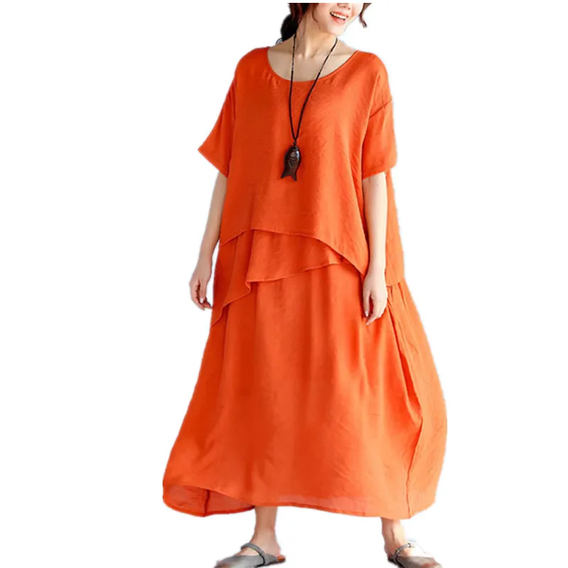 Женское Хлопковое платье туника Boho льняное пляжное большого размера летний