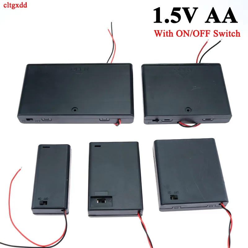 Cltgxdd 1Pcs 1.5V AA With Leads Battery Holder Case Box ON/OFF Switch