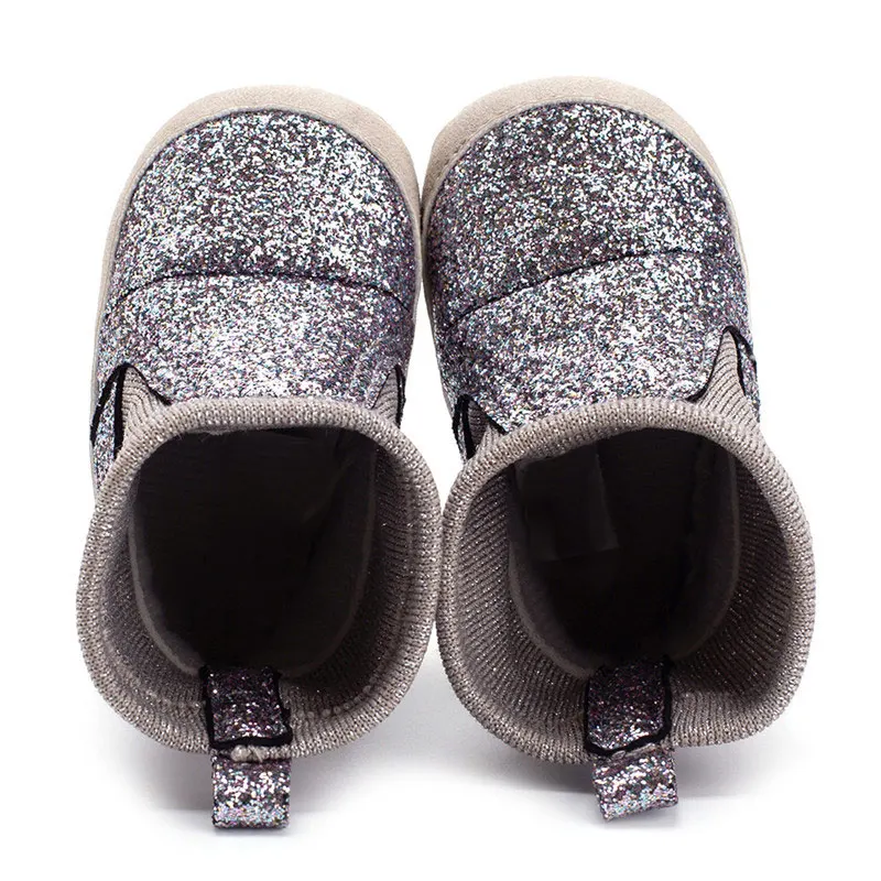 Модная новинка; блестящая обувь с блестками на мягкой подошве для маленьких девочек; ботинки принцессы; 0-18 месяцев