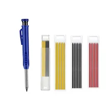 

Solid Carpenter Pencil With 6Pcs Refill Leads Woodworking Marker Built-in Sharpener Deep Hole Mechanical Pencil Marking Tools