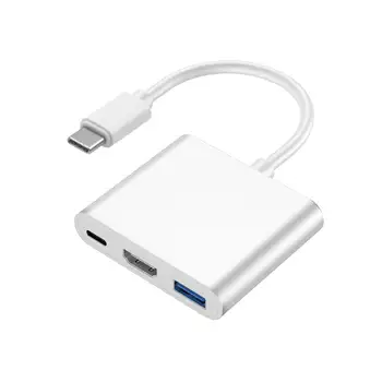 

4 in 1 Type-C to HDMI/USB/PD 3 Port USB Hub Adapter Converter Card Reader for MacBook USB Hubs Type-c Adapter Converter 5Gbps