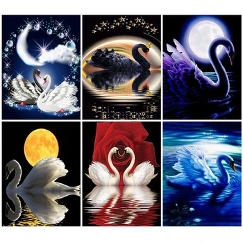

DIY Painting By Numbers Swan Animals Arcylic Colorful By Numbers Wall Art Oil Painting Hand Painted Gift Home Decoration Gift