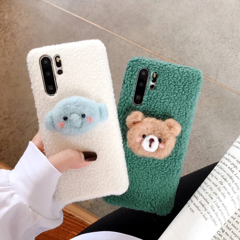 Пушистый милый мультяшный плюшевый чехол для iPhone 11 11 Pro Max X XR XS MAX Чехол Мягкий ТПУ противоударный чехол для iPhone 7 8 6 6S Plus Coque