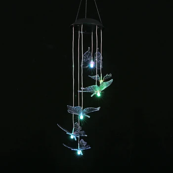 

Butterfly LED Solar Wind Chimes Light Color Change Hanging Windbell Lamp For Home Decoration Dropshipping