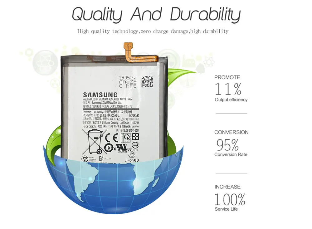 Samsung аккумулятор для телефона EB-BA505ABN для samsung Galaxy A50 A505F SM-A505F 4000 мАч литий-ионная Замена батареи+ Инструменты