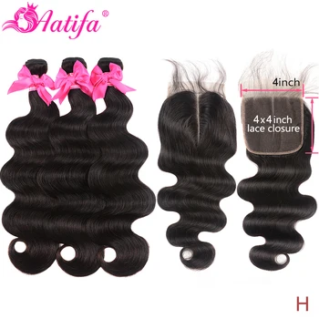 

Peruvian Hair 4 Bundles With 4x4 Closure Remy Body Wave Bundles With Closure Human Hair 4 Bundles With Closure Aatifa Hair