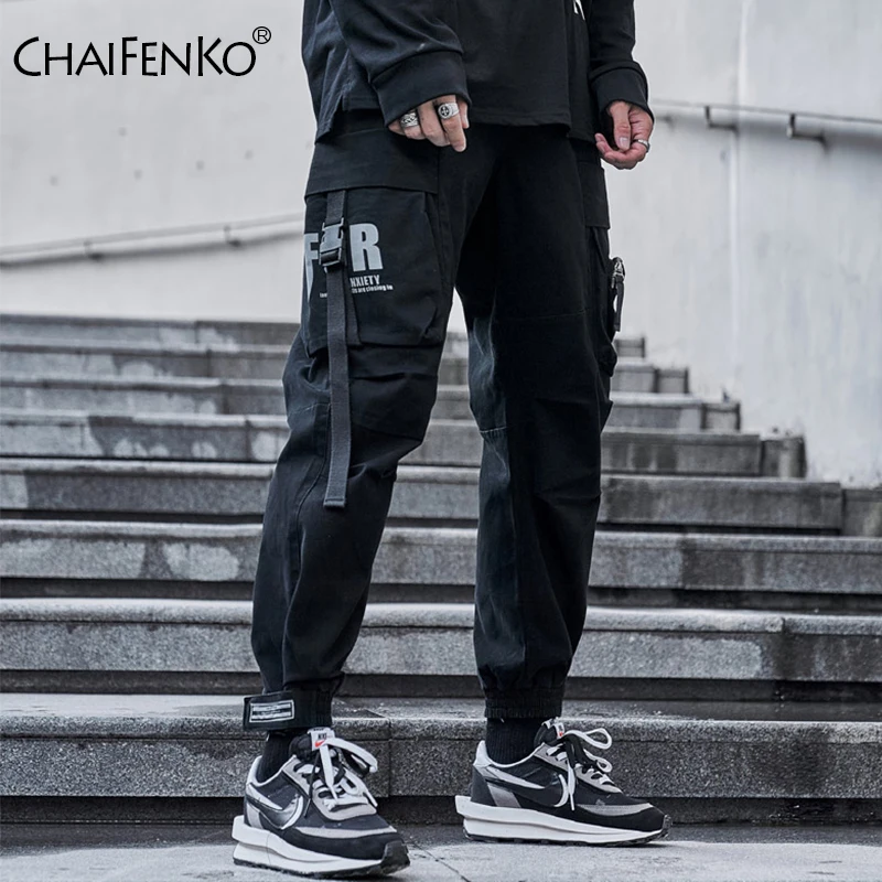 CHAIFENKO Hip Hop Cargo Pants Men Fashion Harajuku Black Harem Pant Streetwear Joggers Sweatpant Multi-Pocket Casual Mens | Мужская