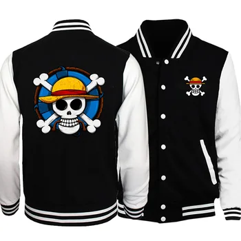 

2020 Japan Anime One Piece Monkey D Luffy Pirate Flag Men Baseball Uniform Jacket Warm Men Warm Fashion Fitness Casual Jackets