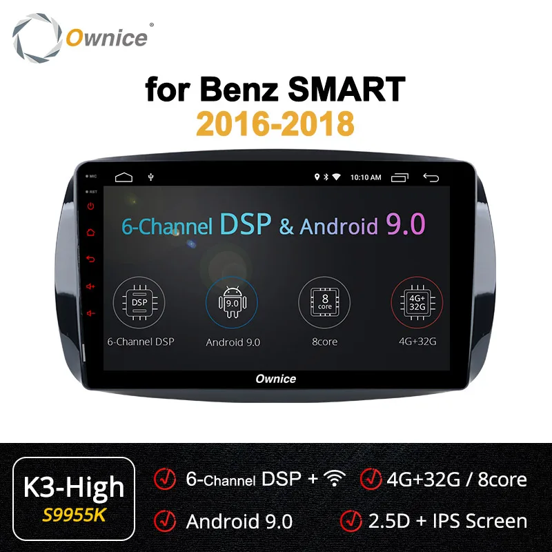 S9955 K3-High Ownice k3 k5 k6 Android 9,0 автомобильный dvd-плеер для Mercedes/Benz/SMART 360 панорама DSP SPDIF gps Navi 4G LTE - Color: S9955 K3-High