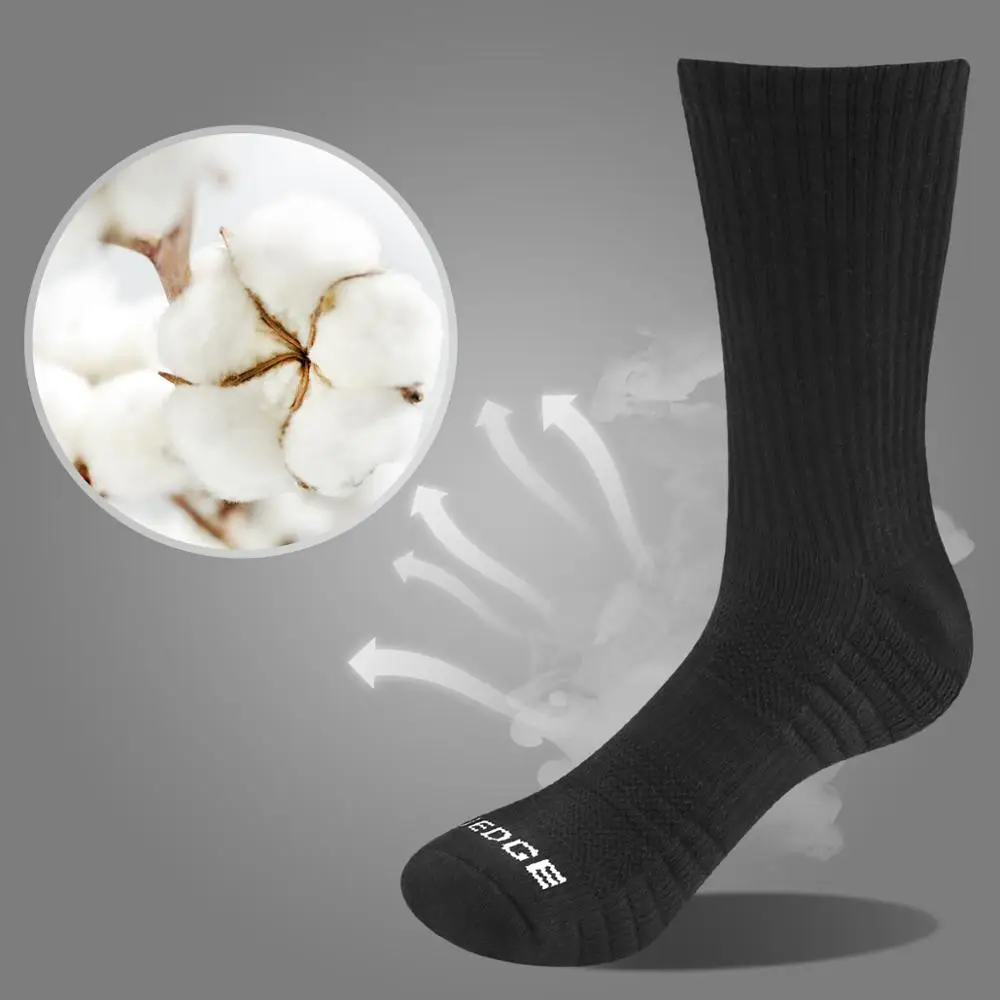 Бренд YUEDGE, мужские впитывающие хлопковые носки для занятий спортом, теннисом, гольфом и спортом, повседневные носки для бега(3 пар/упак