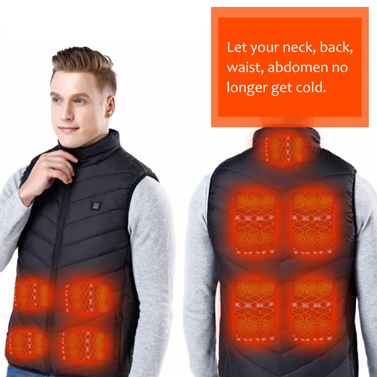 chaleco calefactado el/éctrico con carga USB Chaleco de tela calefactada con control de temperatura ajustable de tres niveles para esqu/í al aire Chaleco calefactor con chaleco calefactado para hombres