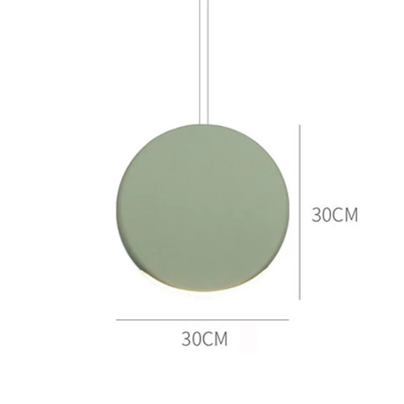 Modern LED Aluminum Round Color Pendant Lights Nordic Bar Cafe Living Room Hanging Lamp Bedroom Bedside Decoration Light Fixture - Цвет корпуса: Matcha green B