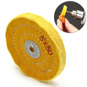 

Cotton 1pc Yellow Buffing Wheel 5 Pad Mandrel Muslin Cloth Polishing Workshop