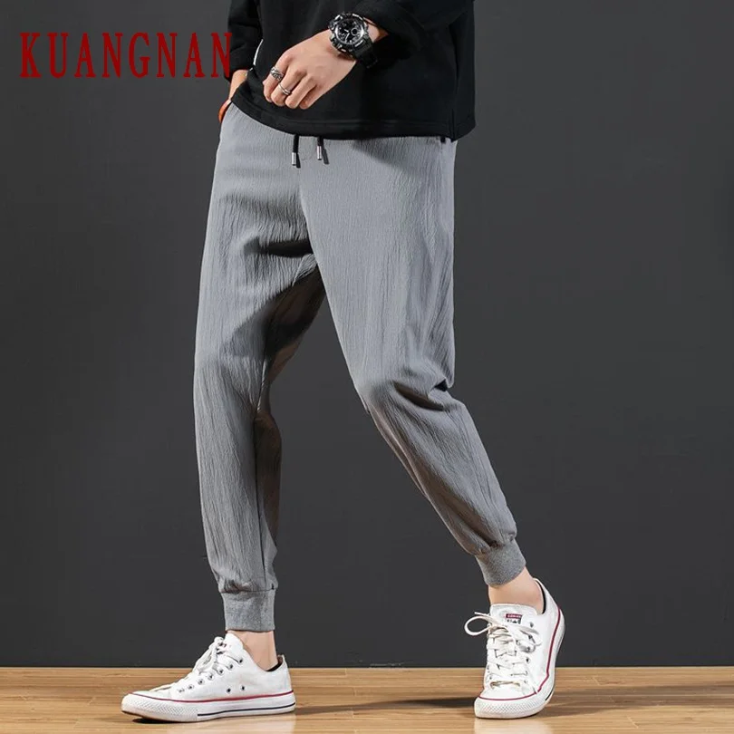 KUANGNAN, мужские камуфляжные брюки длиной до щиколотки, уличная одежда, спортивные брюки, мужские Модные бегуны, брюки мужские тренировочные хип-хоп 4XL, осень