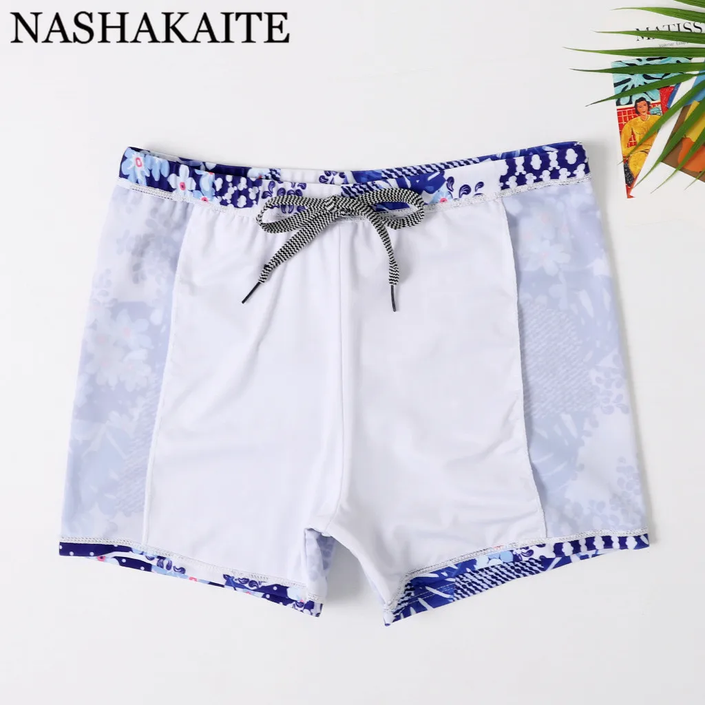 NASHAKAITE пляжные шорты для папы и сына; пляжные шорты с тропическим принтом в виде листьев; Семейные плавки для мужчин и мальчиков