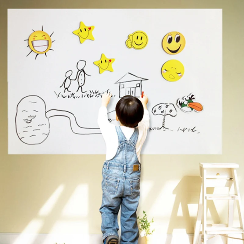 

PVC Back Sticky White Board Roll Up Reusable Message Board Remind Memo Pad 45 x 200cm in school, workshops meetings BDF99