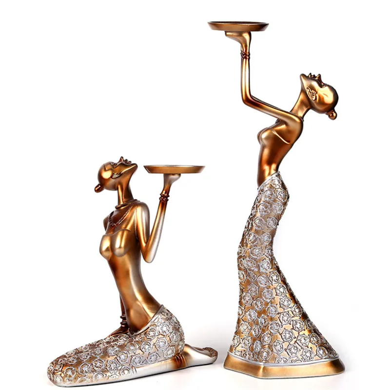 2Pcs A Set B 2 шт./компл. Европейский Винтаж абстрактные Леди Статуя подсвечник домашний декоративный подсвечник вечерние романтические украшения для свадьбы огни - Цвет: 2Pcs A Set B