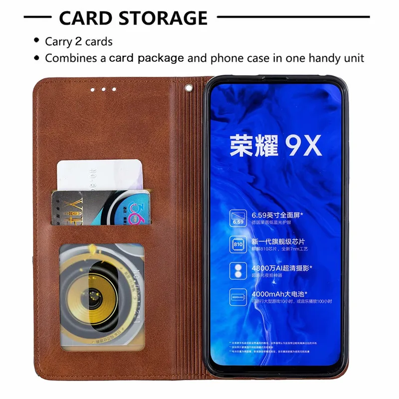 Suncase Custodia IN Pelle Custodia Cellulare Cover per Huawei Y6 2019