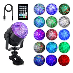 Projecteur de galaxie ciel étoilé avec télécommande USB IR, boule rotative magique ondulée, lumières de scène Disco, KTV DJ, décor de fête de vacances, 15 couleurs 