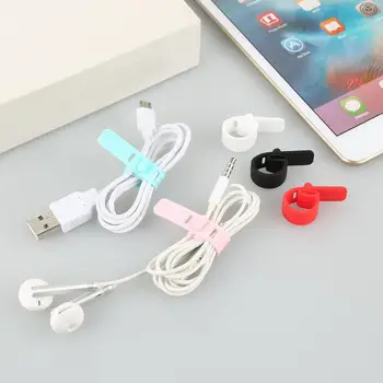

4/1Pcs Silicone USB Data Cable Organizer Tie Headphone Cord Earphone Organizer Cable Tie Strap Hook Loop Cable Winder Dropship