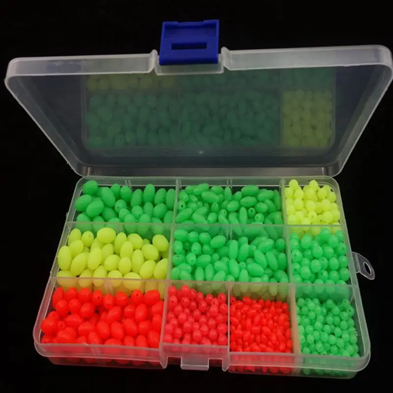 

1000pcs/Box Glow In Dark Soft Fishing Rig Beads Round Oval Luminous Float Tackle