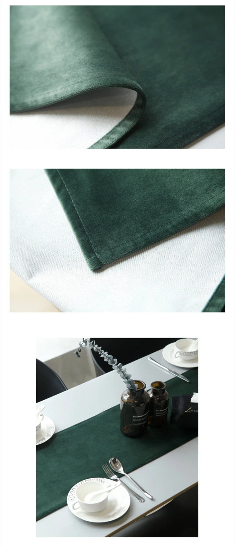 Luxo Monocromático Velvet Table Runner, Toalha De