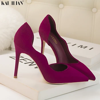 

Shoes Women 2020 high heels Summer ladies shoes Sexy Elegant fashion Female pumps purple pointed toe thin heels party wedding
