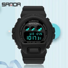 

SANDA Fashion Simple Sport Watch Men Military Watches Alarm Clock Ms Shock Resistant Waterproof Digital Watch Reloj Hombre