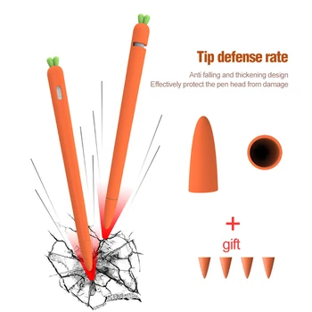 

For iPad Tablet Touch Pen Stylus Protective Sleeve Cover Anti-lost Cute carrot Soft Silicone Pencil Cases For Apple Pencil Cases