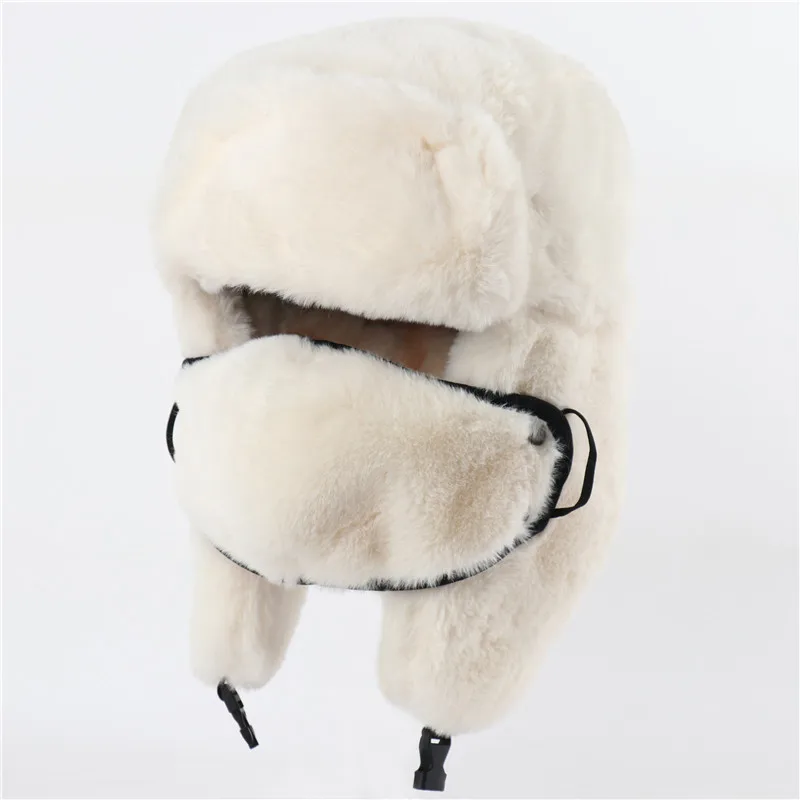 CAMOLAND Warm Winter Hats Faux Fur Bomber Hat For Women Men Russia Ushanka Hat Outdoor Earflap Caps Women Thermal Snow Ski Caps mad bomber leather rabbit fur hat