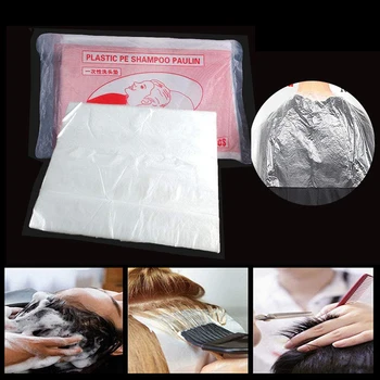 

100PCS Disposable Hairdressing Apron Perm Dyed Transparent Washable Bib Haircut Waterproof Cape For Home Salon Hairdressing Tool