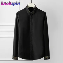 Модная дизайнерская мужская рубашка с заклепками, брендовая повседневная мужская рубашка с длинными рукавами, однотонная тонкая рубашка, homme, уличная рубашка camisa