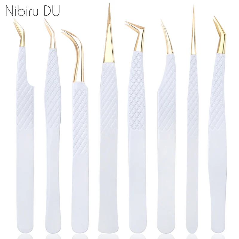 Stainless Steel Tweezers For Eyelash Extension Anti-Static Eyebrow Eyelashes High Precision Tweezer Makeup Tools eyelash tweezers eyebrow tweezers