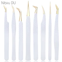 Stainless Steel White-gold Tweezers For Eyelash Extension Anti-Static Eyebrow Eyelashes High Precision Tweezer Makeup Tools 1